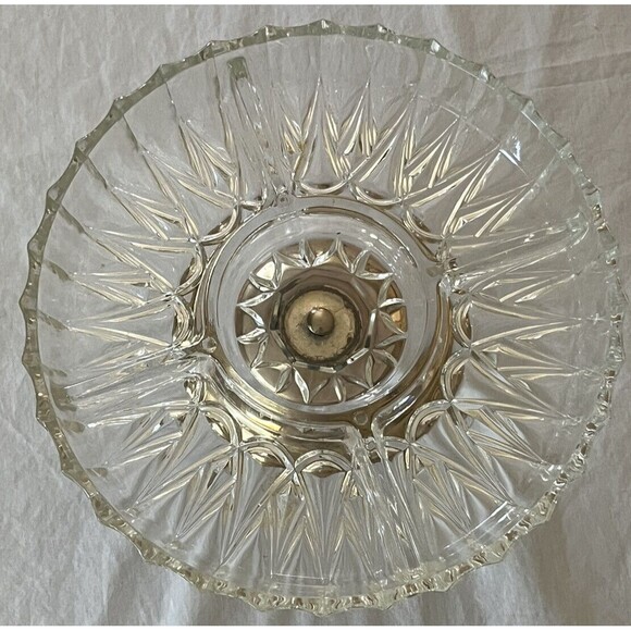 Serving Dish Vintage MCM Clear Glass Divided 5 Section Covered Lid Footed 10" - Picture 2 of 5